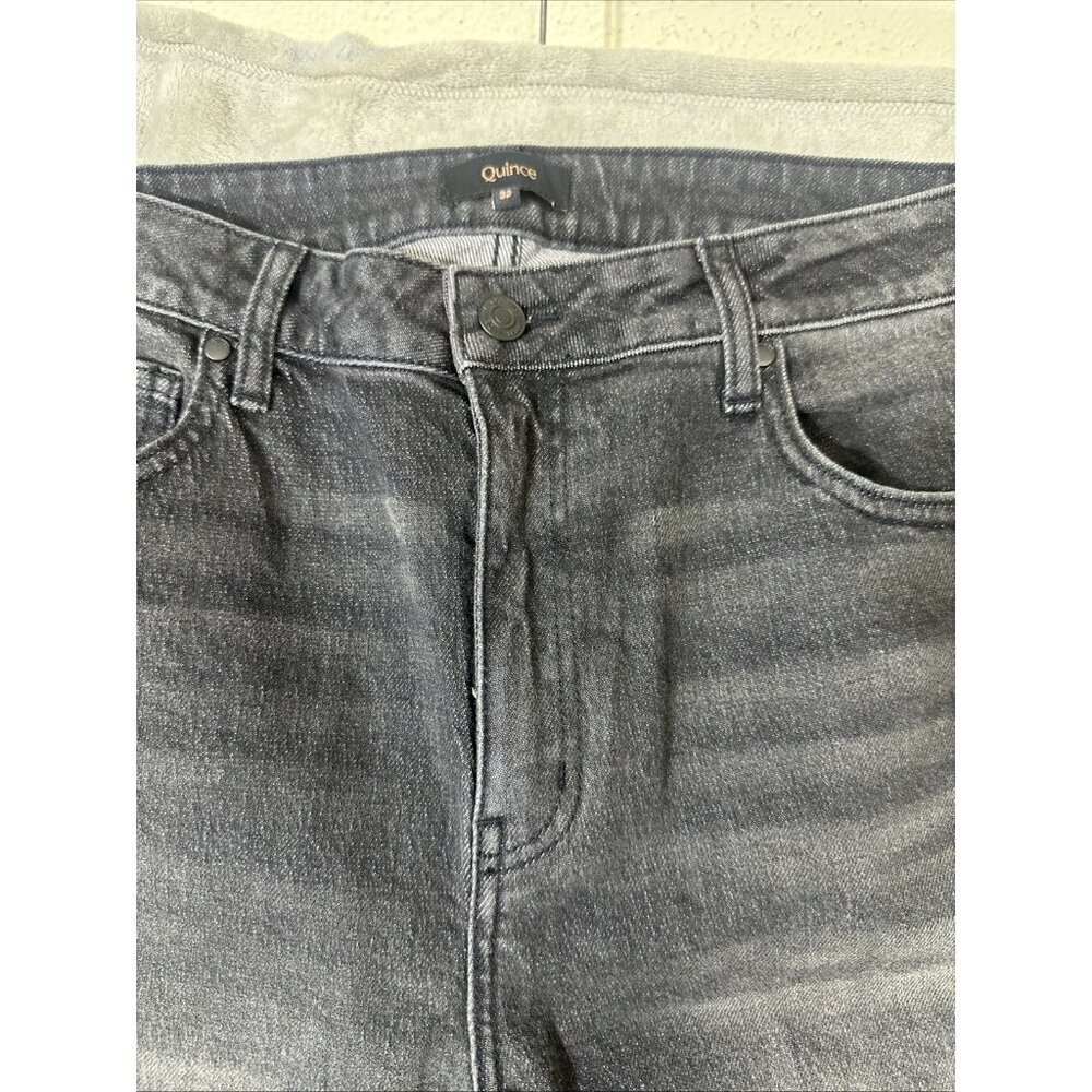 Quince Bella Stretch Relaxed Straight Jeans Womens Size 32 Charcoal Black Denim - Picture 5 of 9
